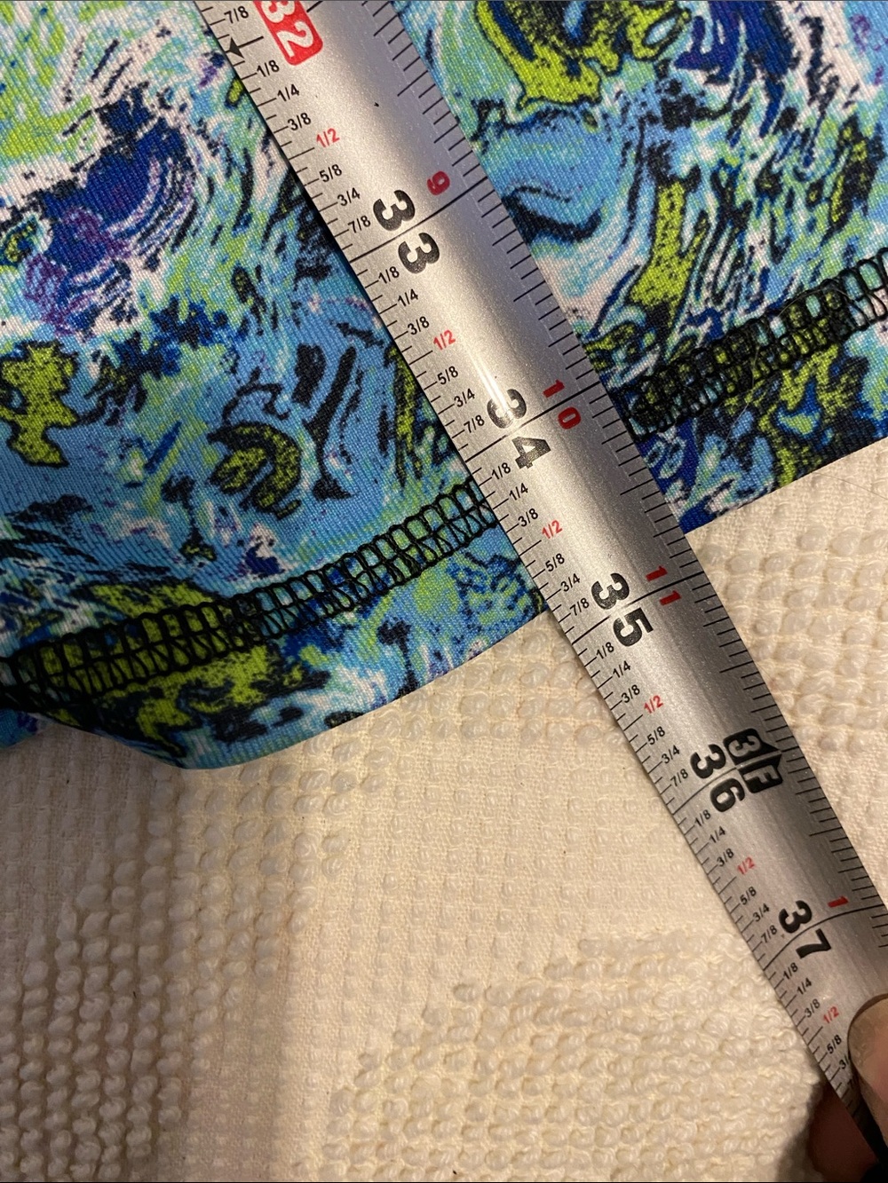 Sleeveless Blue Green Patterned Zip-Front Dress - Picture 11 of 11